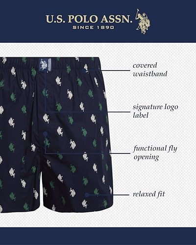 U.S. Polo Assn. Mens Boxer Shorts - 3 Piece - Relaxed Fit Classic Boxers - Breathable Cotton Woven Boxers for Men (S-XL)2