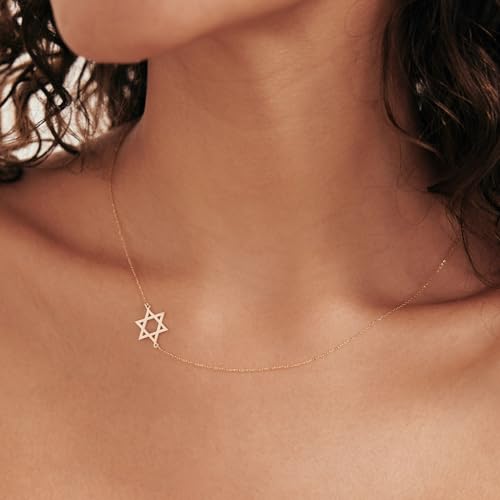 Gelin 14K Solid Gold Tiny Star of David Necklace for Women | Dainty Jewish Pendant Necklace | Gift Idea for Her2