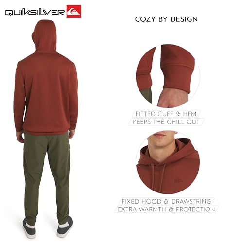 Image of Quiksilver Men's Regular Fit Active Performance Heavyweight Jacquard Mesh and Polar Fleece Pullover Hoodie (S-XL)