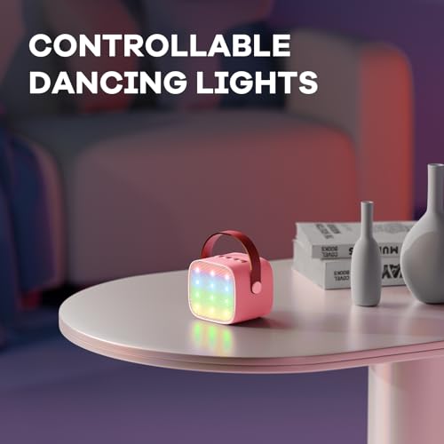 YLL Mini Karaoke Machine for Kids Adults, Portable Bluetooth Speaker with 2 Wireless Microphones,18 Pre-Loaded Songs Toys Birthday Gifts for Girls 4, 5, 6, 7, 8+ Years Old Toddler Teens (Sakura Pink) - 3