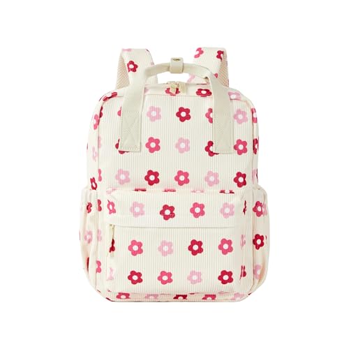 Floral-Beige Corduroy Toddler Backpack