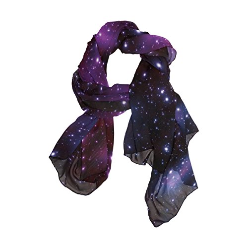 Fashion Universe Space Galaxy Print Chiffon Scarf Long Wrap Stole Shawl Wrap for Women, Multi1, 90x180?CM?2