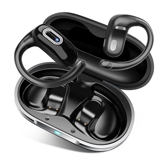 Auriculares Oreja Abierta Bluetooth 5.4, Auriculares Inalámbricos Deportivos supraaurales con Ganchos, 50 H, Ajuste Ultra Cómodo, IPX7 Impermeable, Auriculares Open Ear para Fitness Correr, Negro