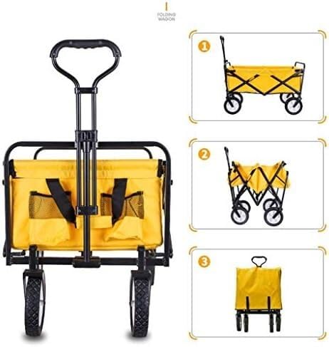 VejiA Bollerwagen, zusammenklappbar, Stabiler Stahlrahmen, Garten, Einkaufen, Campingwagen, Strandwagen, Familien-Reisewagen für draußen, mit 4 Stran – Bild 7