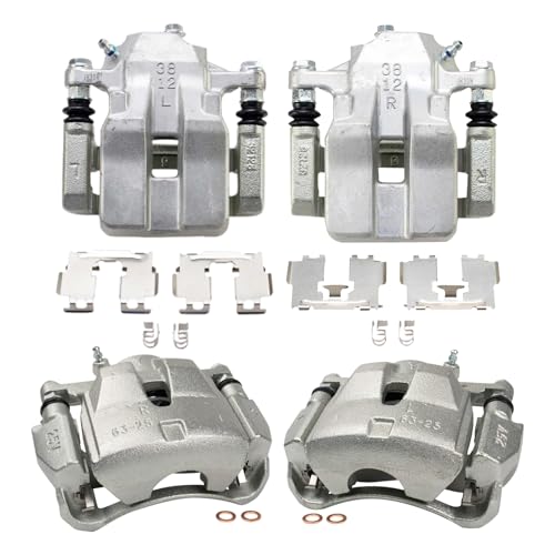 Image of TRQ Front and Rear Brake Caliper Set Zinc Coated Brackets Compatible with 2012 2012-2018 Toyota RAV4