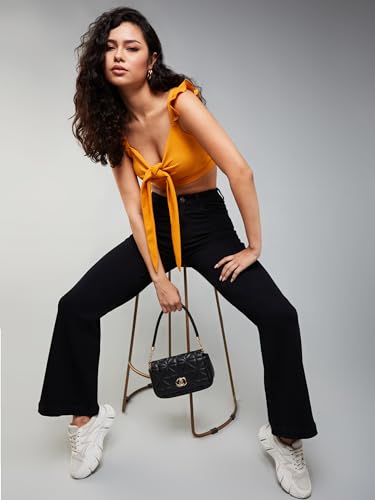 Image of Dolce Crudo Boot Cut High Rise Cropped Jeans for Women