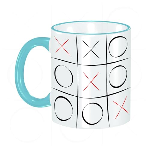 YOIUE Copa de cerámica interesante 11OZ tazas 330 ml - Regalo original y divertido Exquisita taza de impresión Decora tu taza,Xo, tres en raya, patrón simplista, líneas verticales y horizontales