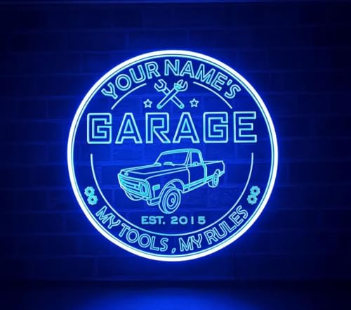 Custom Garage Wall Decor Sign, LED Neon Light for Workshop