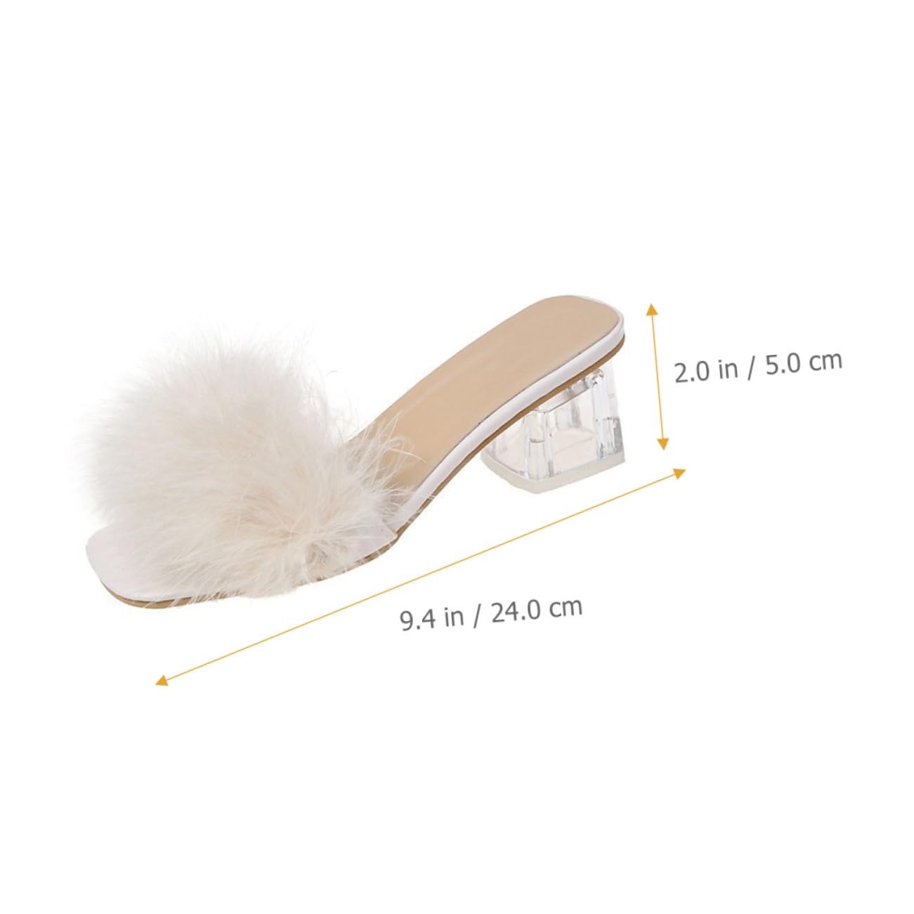 Healvian Pantuflas de Tacón Peludo para Mujer Talla 38 Beige
