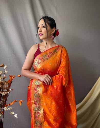 Image of SGF11 Women's Paithani Soft Lichi Silk Kanjivaram Sarees With Blouse Piece