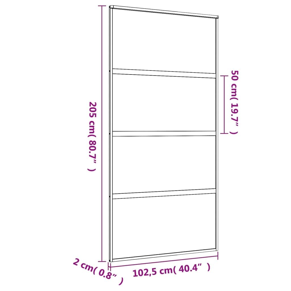 Drzwi przesuwne złote 102,5 x 205 cm, matowe szkło ESG, aluminium, materiały budowlane, drzwi, drzwi domowe