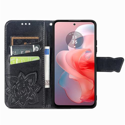 COTDINFOR Wallet Case for Moto G Power 5G 2024 Case Crystal Glitter Bling with Card Holder Stand Leather Flip Phone Case Diamond Butterfly Protective Case for Moto G Power 5G 2024 Crystal Black