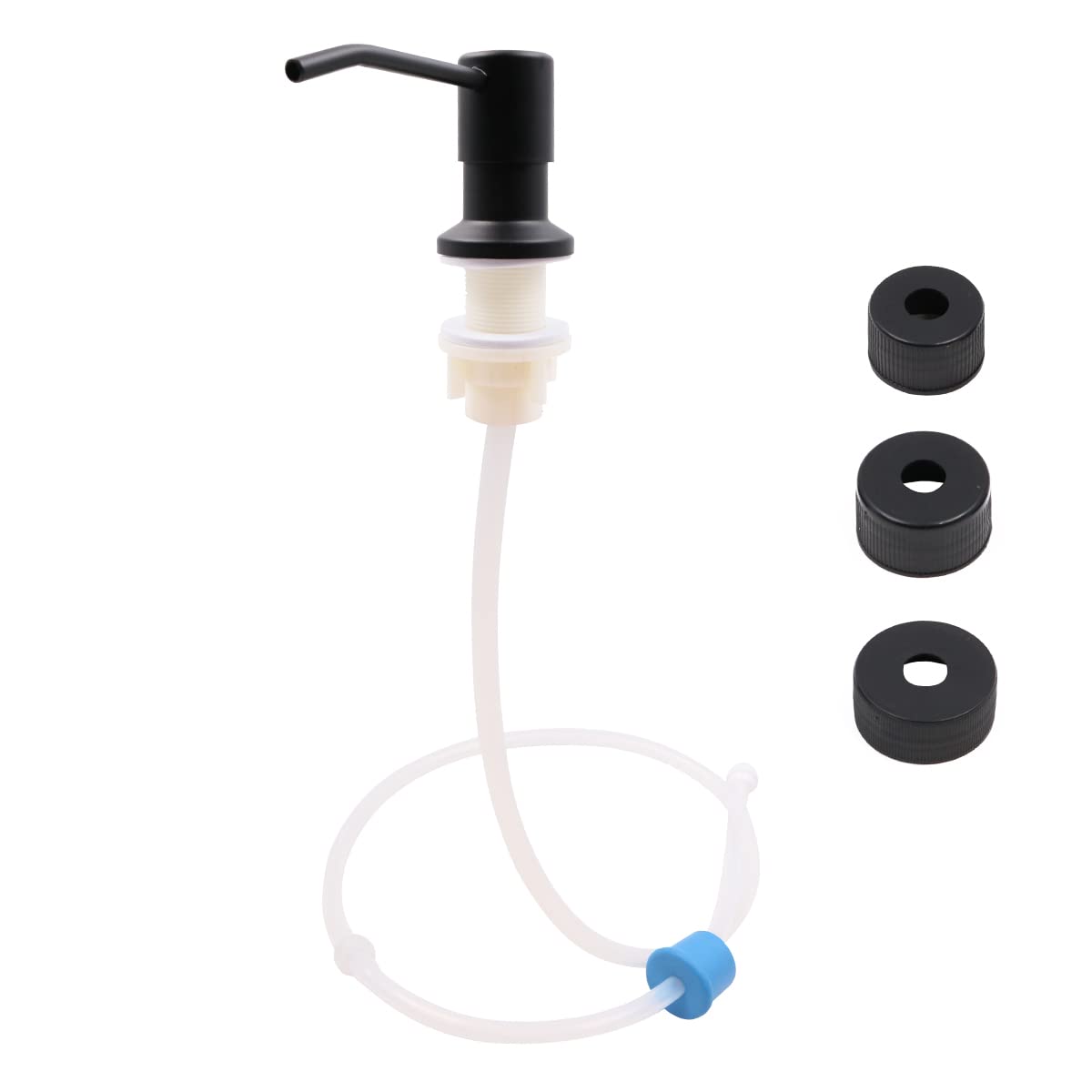 WANGCL Kitchen Sink Soap Dispenser Stainless Steel Lotion Dispenser With 120cm Silicone Hose And 3pcs Compatible Bottle Caps For Home Kitchen Bathroom -Black