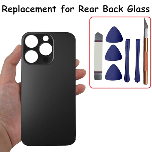 Image of 14 Pro Max Back Glass Replacement for iPhone 14 Pro Max Rear Back Glass Compatible with iPhone 14 Pro Max with Pre-Installed Adhesive + Reparing Toolkit(Space Black)
