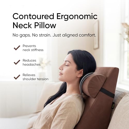 Image of Frido Wedge Neck Rest Pillow | Multipurpose Neck Pillow | Memory Foam Roll with Adjustable Strap | Relieves Neck, Knee & Lumbar Pressure | Compatible with Wedge Plus | Washable Cover, Coffee Brown
