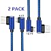 Micro USB 2.0 Android Cable, DECVO Right Angled Charging Cord 90 Degree Reversible One-Sided Micro Connector Braid Compatible with Sumsung Galaxy, Nexus, LG, Motorola More - Blue (2 PC 6FT+10FT)