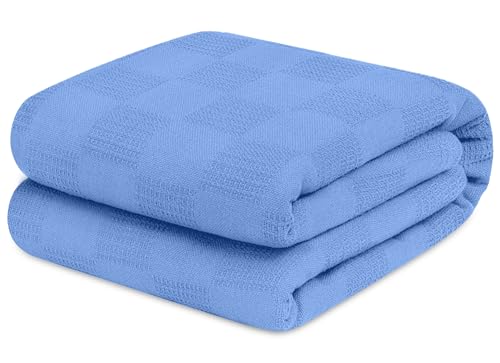 Avalon 100% Cotton Queen Size Blanket (90"x90") Blue
