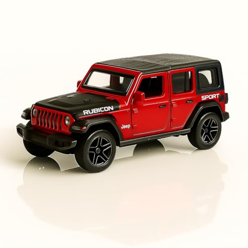 Image of 1:36 Scale Diecast Rubicon Toy Car - Pullback SUV Model with LED Lights, Sound, Openable Doors - Off-Road Jeep Collectible for Kids Boys Girls Age 3+ Years - (Color As Per Stock)