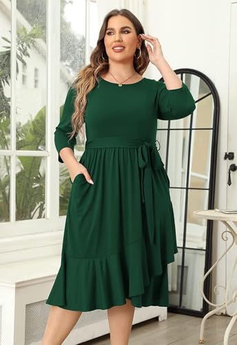 Image of TASHVIKA'S Women's Plus Size Flowy Wrap Ruffle Maxi Dress