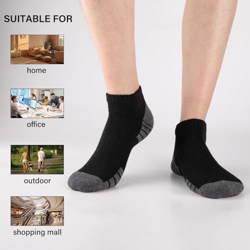 Heatuff Mens Cushioned Ankle Socks, Breathable Moisture Wicking Low Cut Casual Socks (7 Pairs)3