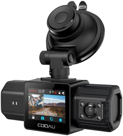 Dual Dash Cam with Built-in GPS, COOAU 1080P Front and Inside WiFi Dash Camera for Cars, Sony Sensor, Supercapacitor, 4 IR Night Vision, G-Sensor, Loop-Recording & Parking Mode (D20)