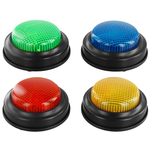 QWORK® 4 Pack Answer Buzzers for Quizzes, Light & Sound Game Show Buzzers For Party, Classroom