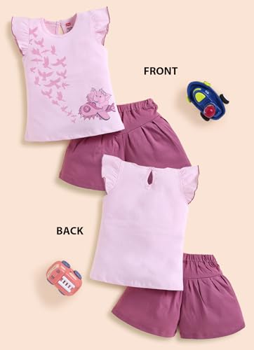 Image of LuvLap Baby Girls Regular Fit 100% Cotton Half Sleeves Girls Top CoSet Pack of 3