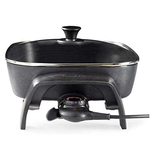 Foto von NEDIS by STELER - XXL Elektropfanne 2200W, elektrische Pfanne mit Deckel, Paella Multi Pfanne mit Thermostat, Pizzapfanne