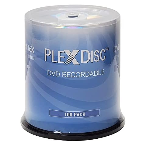 PlexDisc DVD+R 4.7GB 16x Recordable Media Silver Top Disc - 100 Disc Spindle (FFP) 63C-115-BX Black Cover