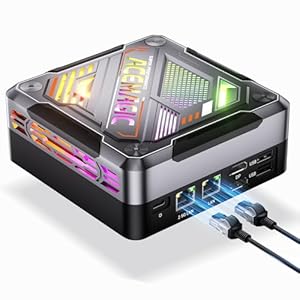 ACEMAGIC AM18 Mini Gaming PC, AMD R7 7840HS (8C/16T, up to 5.1GHz) Radeon 780M, 32GB DDR5 RAM & 512GB PCle4.0 SSD,8K/Triple Display/USB4.0 40Gbps/WiFi 6/BT5.2/2.5G LAN/RGB Office Gaming Desktop