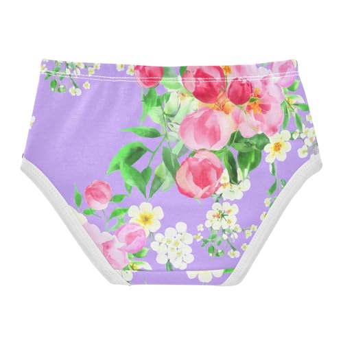 Girls Underwear Toddler 2t Cotton Girl Panties Cute Colorful Kids Briefs Undies Watercolor Pink Peonies Purple2