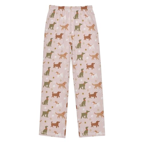 ZZKKO Cute Dogs Stars Pink Boys Pants for Kids Jogger Pants with Pockets S-XL