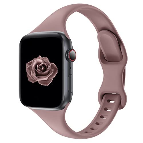 Image of Thin Slim Band Compatible with Apple Watch 38mm 40mm 41mm 42mm 44mm 45mm 46mm 49mm, Replacement Silicone Sport Strap for iWatch Series 11 /10 /9 /8 /7 /6 /5 /4 /3 /2 /1 Ultra SE Women Men, Smoke Violet