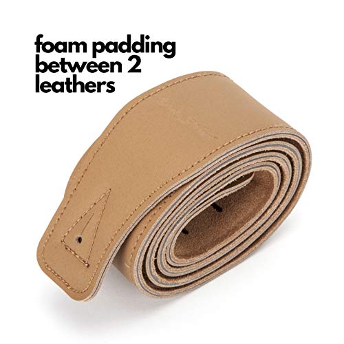 Dat Strap Leather Guitar Strap | Premium Quality | For Electric, Acoustic, Electroacoustic, Bass, And Classical Guitars | Padded Belt For Extra Comfort | Light Brown | Includes 2 Pick Geek Steel Picks … #TOP4