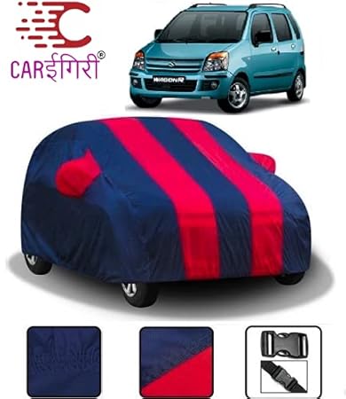 Carigiri Red and Navy Blue Car Body Cover for Maruti Suzuki Old WagonR(Triple Stitched,Mirror Pocket)(Models-2004, 2005, 2006, 2007, 2008, 2009)