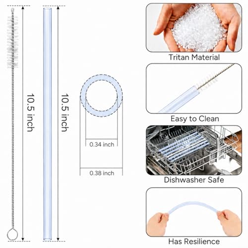 Image of Replacement Straws Compatible with 30 oz Stanley Quencher Tumbler, 10.5 Inch Reusable Straws, Drinking Cup Accessories, Blue-6 Pack