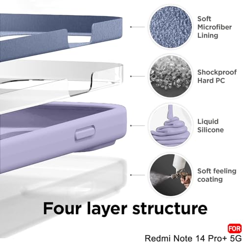 Image of TheGiftKart Liquid Silicone Back Cover Case for Mi Redmi Note 14 Pro Plus 5G | Soft Micro-Fibre Lining Inside | Camera & Screen Protection | Shockproof Cover for Redmi Note 14 Pro+ (Silicone, Purple)