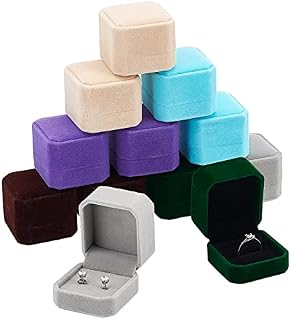 BENECREAT 10PCS 5.5x5x4cm Velvet Ring Boxes RoyalBlue Square Jewelry Display Gift Boxes for Wedding Valentine's Day Anniversary