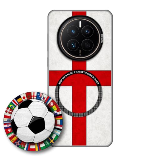 JGOYGYI Case for Huawei Mate 50 Pro with Magnetic Detachable Collapsible Grip Stand, Shockproof Silicone Bumper Cover, England Flag Football Design,Pattern 2