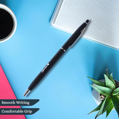 Image of Personalized Pen with Name Engraved I Metal Classy Customized Roller Ball Pens I Comfortable to Hold & Write I Gift for Men & Women Birthday Corporate Gifting (Black Cross Pen)