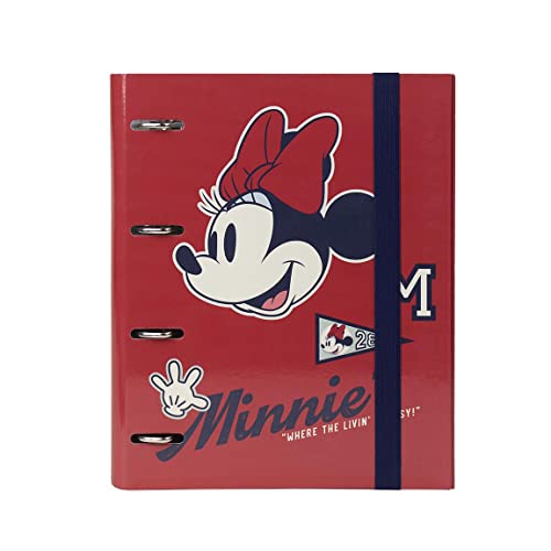 CERDÁ LIFE's LITTLE MOMENTS - Archivador 4 Anillas Niña de Minnie Mouse con Tapa Dura y Cierre con Goma - Licencia Oficial Disney, 270000273