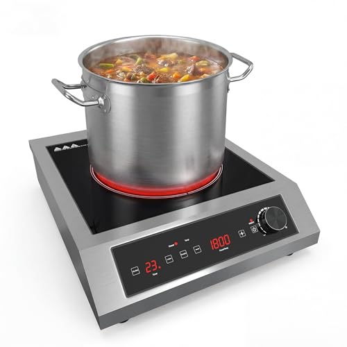 Sunvivi 1800W Induction Cooktop, Commercial-Grade Electric Countertop Burner with Timer, Induction Hot Plate with LED Screen, 10 Power(300W-1800W), 10 Temp Setting(140°F-536°F), Black