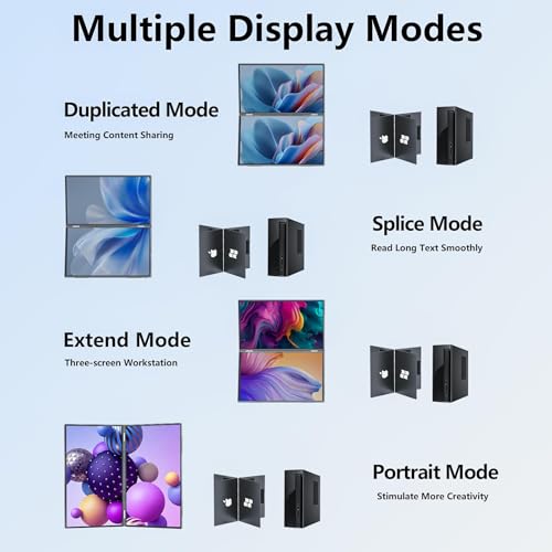 Image of 21.5 inch 120Hz Dual Portable Monitor 120% sRGB 1080P HDR Extender Folding Stacked Display for Windows Work Gaming Office Triple Screens W /Stand & VESA for Laptop PC（No Driver (215)