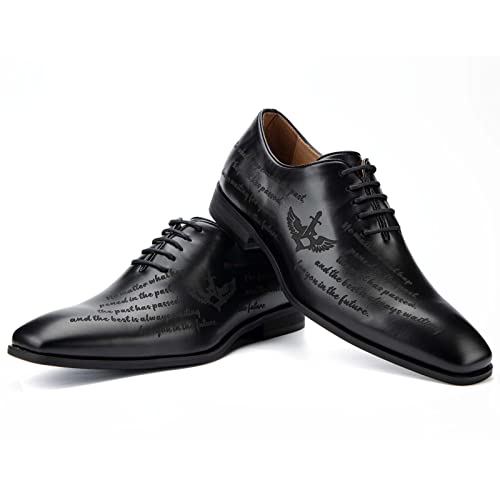 JITAI Oxfords Herrar Eleganta Skor Business Snörskor Herrar Kostymskor, Svart-03, 42 EU (9 UK)