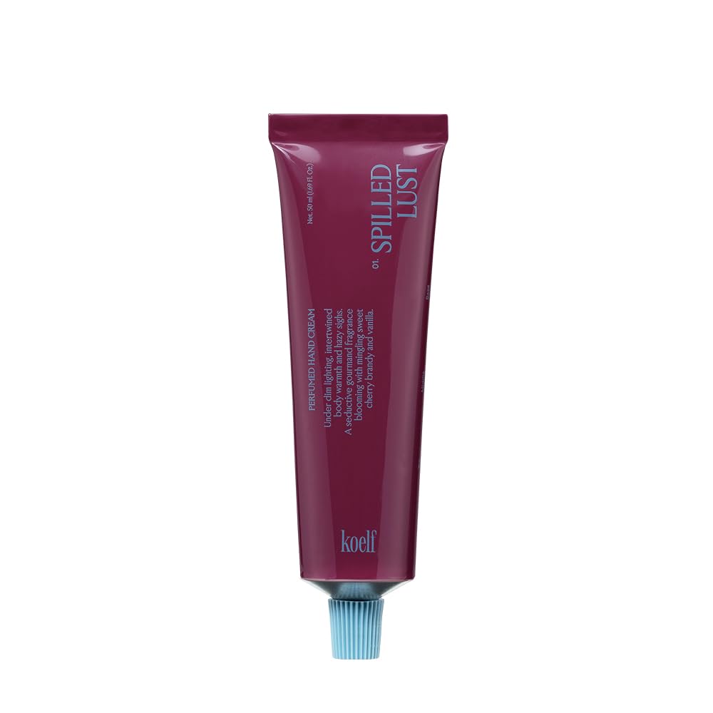 Koelf Perfumed Hand Cream No.1 Spilled 50ml (1.69 fl. oz.) - Hand Moisturizer for Dry Skin with Shea Butter, Panthenol, Cherry Brandy, Vanilla Scented Deep Nourishing Hand Cream