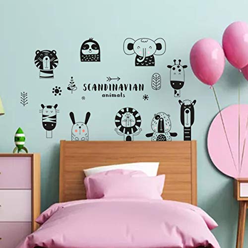 4 hojas de vinilos decorativos animales en blanco y negro miniatura 4