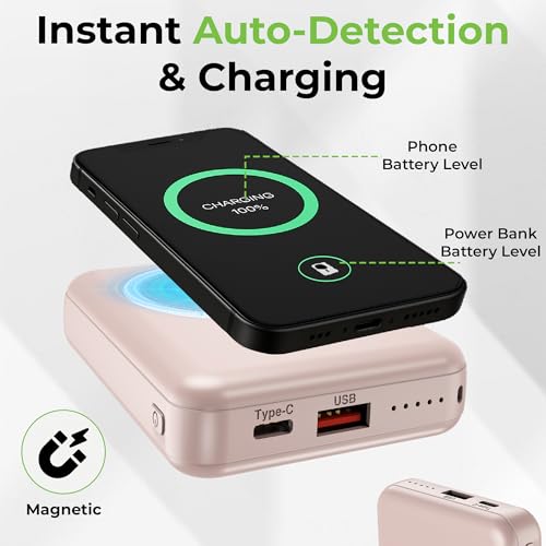 Image of UltraProlink |10000 mAh | Magnetic Mag-Safe Power Bank|Juice-Up Mag 6 |22.5W Type C Port with PD-PPS Support | Mag-Safe Charging for iPhone Series 17,16,15,14,13 | Made in India | Pink | UM1120