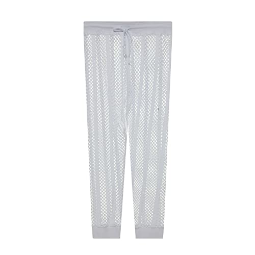 Calças masculinas casuais de verão com dedos respiráveis pijama cinto largo aberto malha listrada se