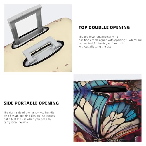 Travel Luggage Cover Suitcase Protector Elastic Washable Butterfly Floral Suitcase Cover Anti-scratch Spandex Baggage Covers Fits 18-32 Inch Luggage4