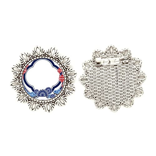 Broche de plata tallado a mano con flor azul tradicional china de alta joyería